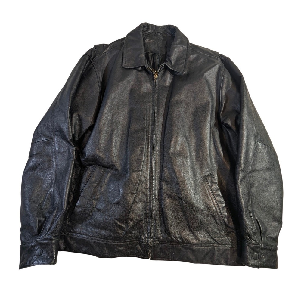Knightsbridge Genuine Leather Jacket Men's L Black Full-Zip Collared‎